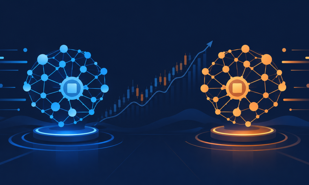 Illustration representing the competitive race between OpenAI and Anthropic in the US AI market